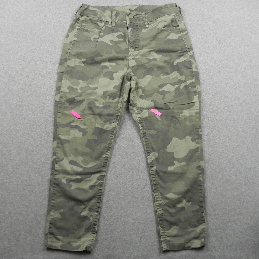 Seven7 Jeans Womens 12 Tummyless Ankle Stretch Flex 5-Pocket Army Green Camo